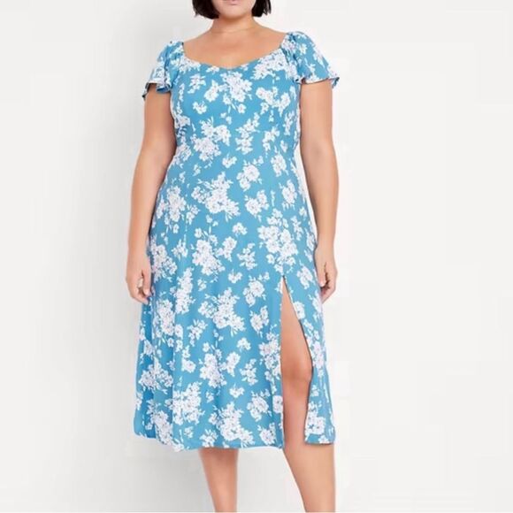 NWT … OLD NAVY “Size: XXL” Flutter Sleeve Midi Dress with Slit - Picture 1 of 6